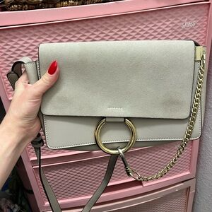 Elegant Cream Shoulder Bag with Gold Accents - similar to Chloe Faye purse